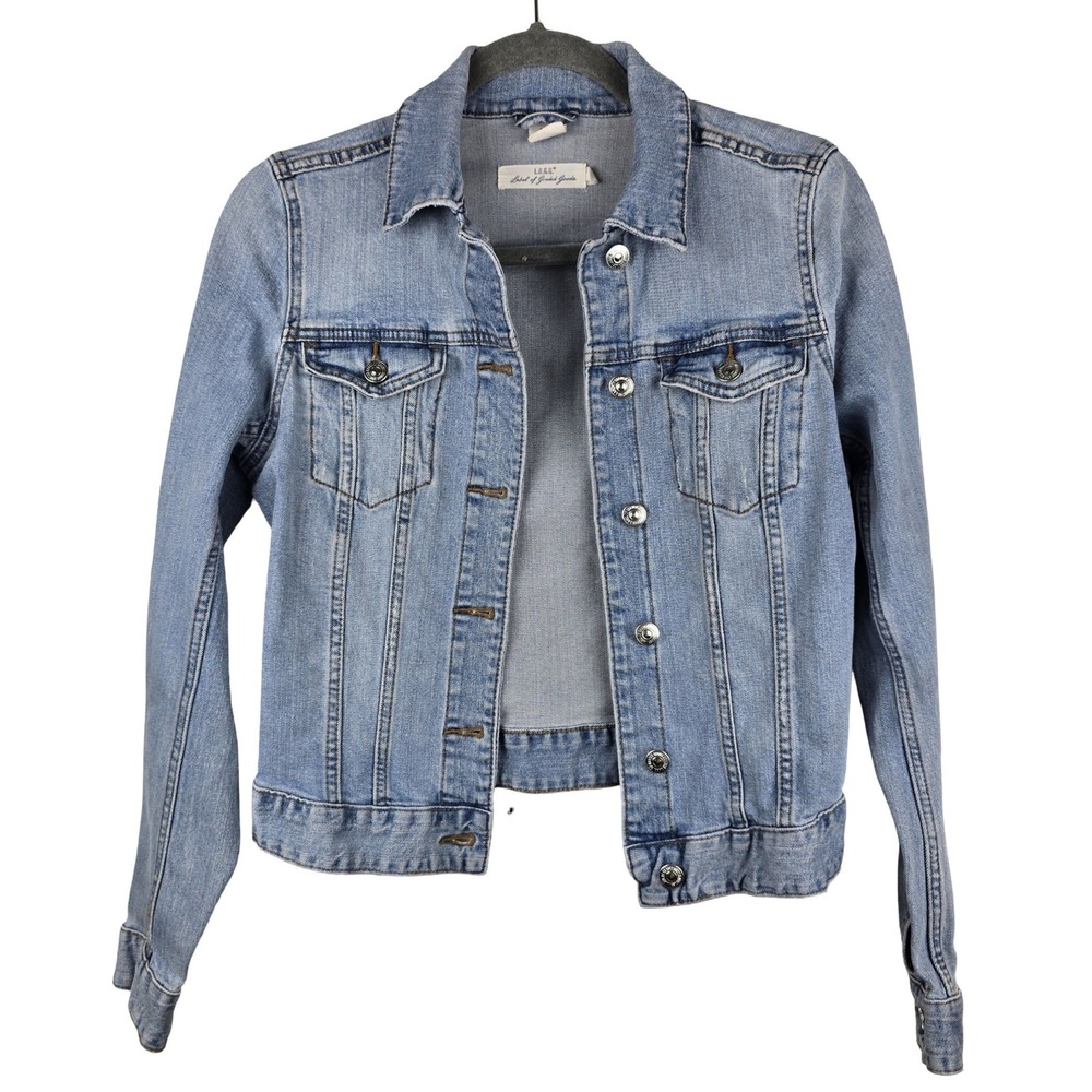 L.O.G.G. H&M Denim Jacket Women 6 Light Blue Trucker Jean Y2K 90s Minimalist